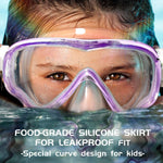 Seago Kids Swim Goggles Snorkel Diving Mask for Youth(5-15), Anti-Fog 180° Clear View