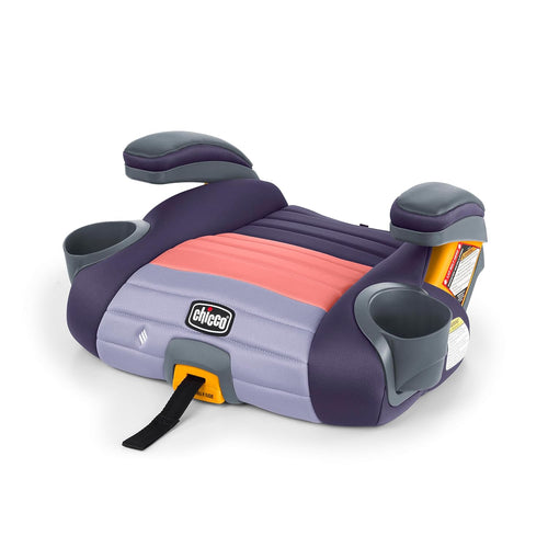 Chicco GoFit ClearTex Plus Backless Booster Car Seat, 40-110 lbs | Sunset/Purple, portable booster seat for ages 4+, ErgoBoost padding, quick-release LATCH, carry handle, GREENGUARD Gold