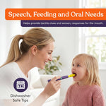 Special Supplies Buzz Buddy Oral Motor Stimulation Kit with 6 Soft Textured Interchangeable Heads, Calm Sensory Needs, Support Speech, and Stimulate Self Feeding, Gentle Vibrations (Purple)