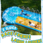 Spring Water Extra Long Slip and Water Slide for Kids Adults Backyard, 22ft Giant Inflatable Slip n WaterSlide for Heavy Duty, Summer Outdoor Water Toys with 2 Bodyboards