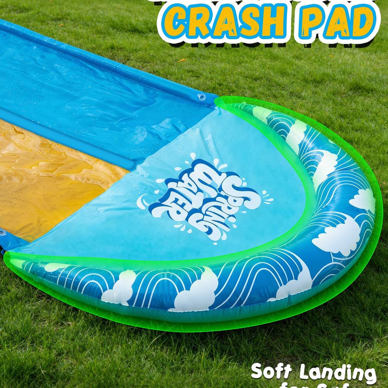 Spring Water Extra Long Slip and Water Slide for Kids Adults Backyard, 22ft Giant Inflatable Slip n WaterSlide for Heavy Duty, Summer Outdoor Water Toys with 2 Bodyboards