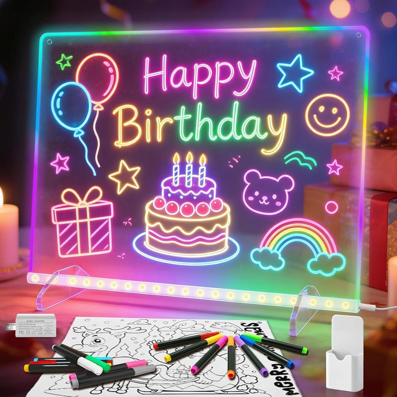 16'' Colorful LED Drawing Board for Kids with 8 RGB Light Modes and 13 Effects - White Tracing Book