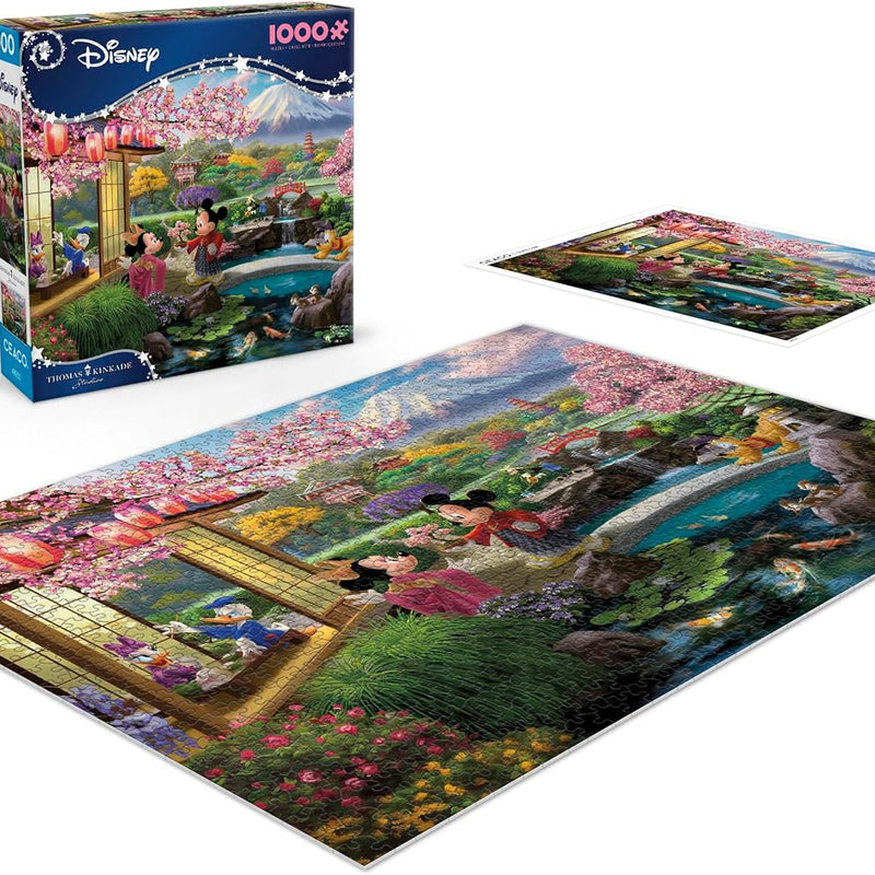 Ceaco - Disney - Thomas Kinkade - Mickey & Minnie in Japan - 1000 Piece Jigsaw Puzzle for Adults - Challenging Puzzle Perfect for Game Nights - Finished Size is 26.5 x 19
