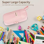 Zzrywuty Large Pencil Case, Big Capacity Pencil Pouch Office College School Stationery Pen Bag for Teen Girl Boy Men Women, Pink
