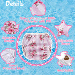 Babygoal Reusable Baby Girl Swim Diapers 3 Pack - Adjustable Washable for 0-8 Months Infants - Ideal for Swimming Lessons - Flower Design