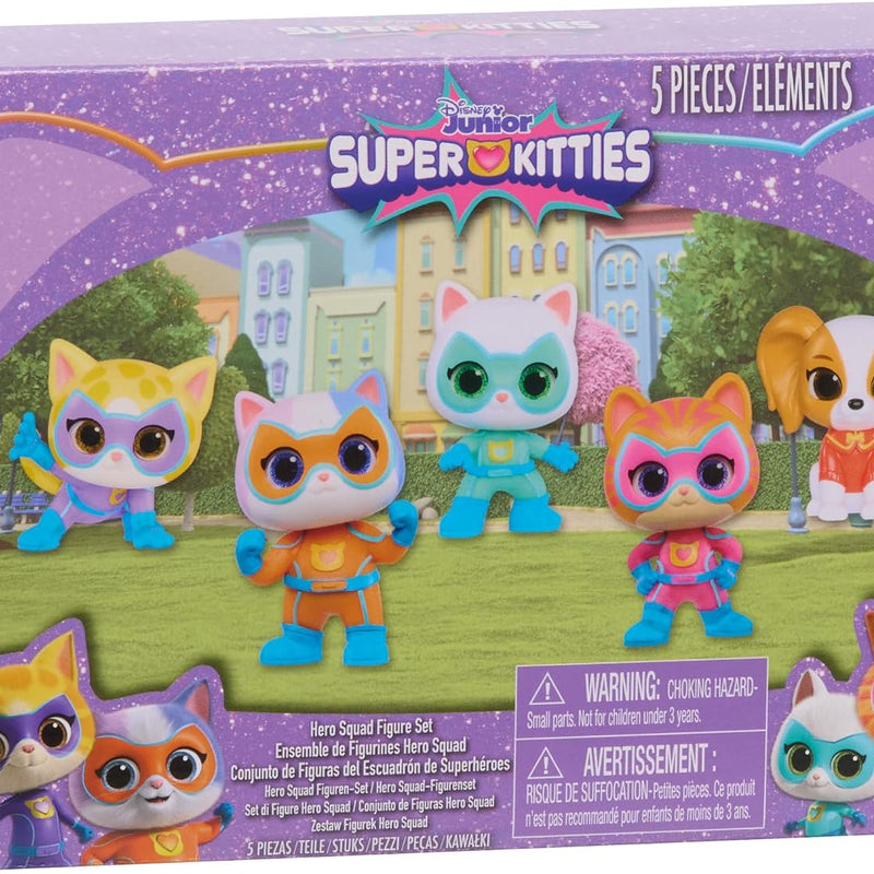Disney Junior SuperKitties Hero Squad 5-Piece Figure Set, Kids Toys for Ages 3 Up by Just Play