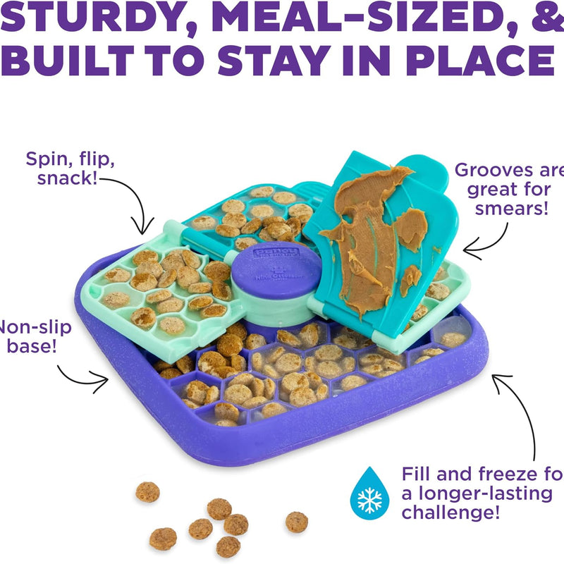 Outward Hound by Nina Ottosson Lick N’ Flip Level 1 Dog Puzzle Toy, Lick Mat & Slow Feeder – Non-Slip Base Beginner Enrichment for Small & Medium Dogs, Holds 1 Cup Wet or Dry Food, 7.4" x 7.4"