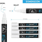 Liquid Chalk Marker Pen - White Dry Erase Marker - Chalkboard Signs, Windows, Blackboard, Glass (6 Pack) 3-6mm Reversible Tip, 3-3mm Fine Tip