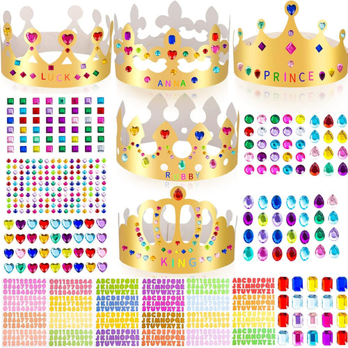 Gold paper crown, DIY birthday king crown craft for decorating, paper prince princess crown hats for school classroom