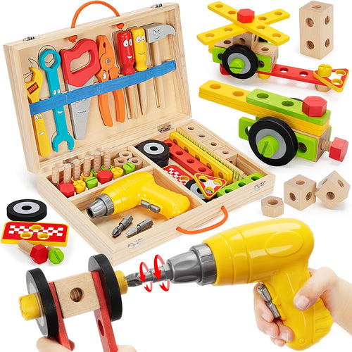 kids tool set toy with drill, stem montessori toys for 3-5 years old boys and girls.