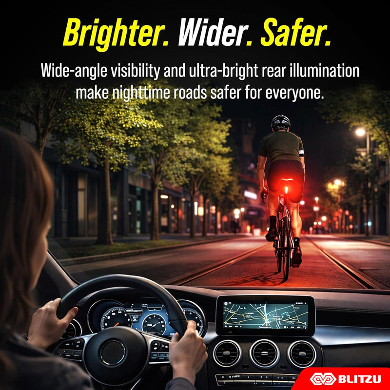 BLITZU USB-C Rechargeable Bike Tail Light 2 Pack Bright Bicycle Rear Cycling Safety Flashlight