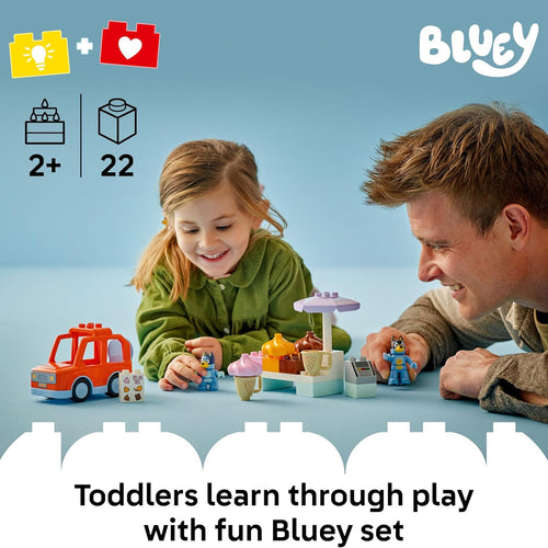 LEGO DUPLO Bluey Ice Cream Trip with Bluey - Toddler Toy for Kids, Boys, and Girls Ages 2+ - Includes Figure and Ice Cream Stand