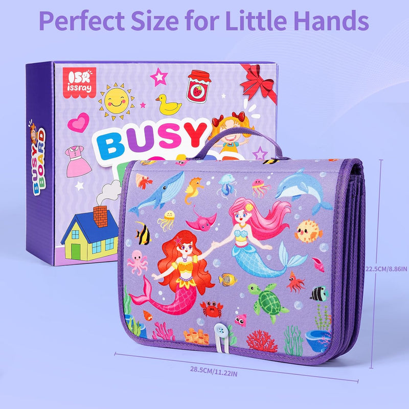Issray Montessori Toddler Busy Board, 12-Page Educational Activity Book, 24-in-1 Learning Toy for Motor Skills
