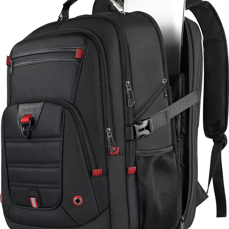 LifetimeWarranty Extra Large Travel Backpack With 52L Capacity, Long-Term Durability TSA Backpack,Anti-Theft 17.3" Big Business Laptop Backpack for Men&Women,Water Resistant College Rucksack Bag Black