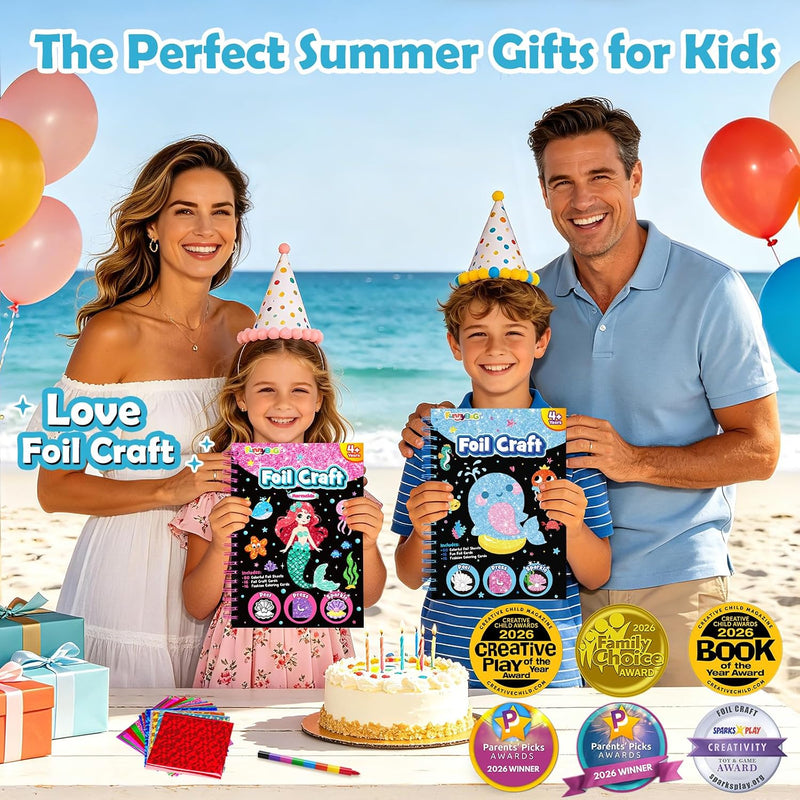FUNNYB&G Foil Art Craft Kit for Kids, Sparkly Birthday Gift Toy for Kids