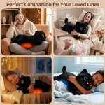 Mewaii Weighted Stuffed Animals 5 lbs Adjustable, Heated & Coolable 23 Inch Plush for Realistic Hug, Microwavable Removable Inner Pad, Cat Gifts for Adults & Kids (Black)