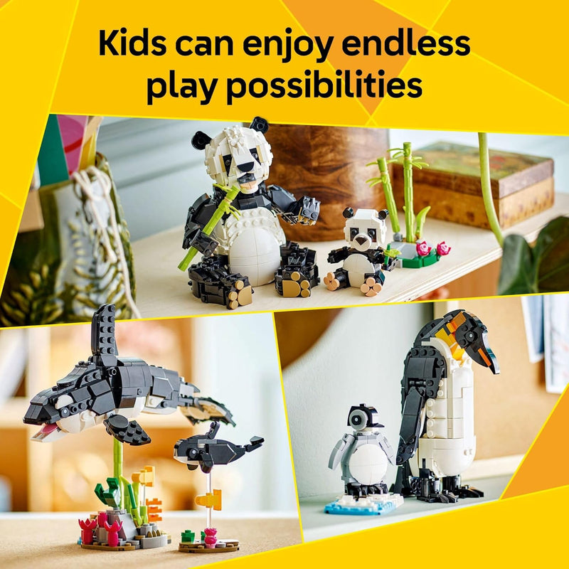 LEGO Creator 3 in 1 Wild Animals Panda Family Building Toy Kit for Kids with 3 Building Options - 31165
