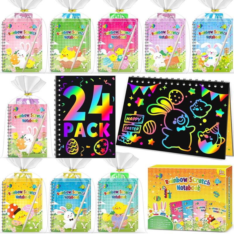 24-pack scratch rainbow art crafts notebooks for kids bulk birthday gift classroom prizes