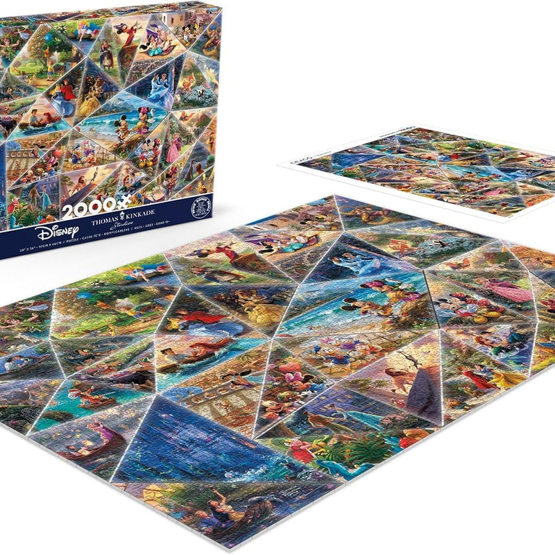 Buffalo Games Thomas Kinkade Disney Collage Jigsaw Puzzle, a 2000-Piece Premium Art Collection for Adults, Showcasing Immersive Disney Scenes and Proudly Made in the USA for an Enchanting Puzzling Experience.