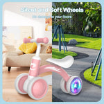 Gamfeiny Colorful Lighting Baby Balance Bike, 10-36 Month Toddler Bike with Silence Wheels & Soft Seat, No Pedal, 1st Birthday Gift