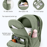 Uselike Travel Backpack for Women, 15.6 Inch Laptop Backpack, Quilted College Bookbag, Cute Work Backpacks, Water Resistant (Sage Green)