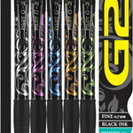 Pilot G2 Premium Refillable and Retractable Rolling Ball Gel Pens, Fine Point, Fashion Collection, 0.7 mm, Black Ink Pens, 5-Pack