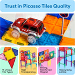 PicassoTiles 108pc Magnetic Marble Run Building Tiles STEM Learning Toy Preschool Construction Kit for Kids