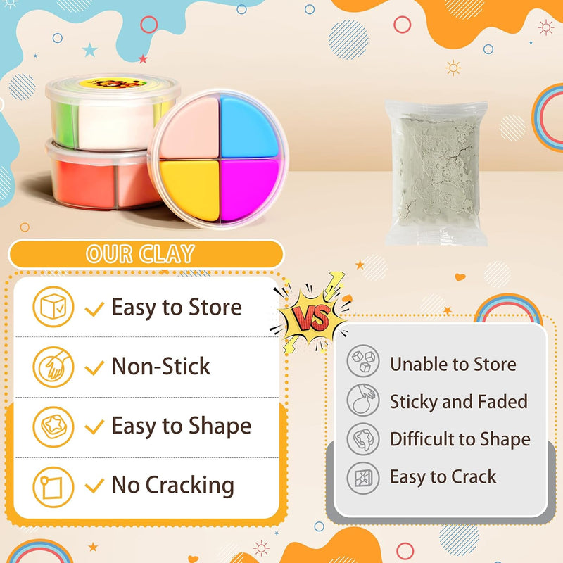 Aestd-ST Air Dry Clay Kit - Animal Theme, Modeling Clay for Kids | DIY Magic Clay with Sculpting Tools and Tutorials, 12 Boxes Molding Clay, Soft & Non-Sticky, Arts and Crafts Gift for Kids