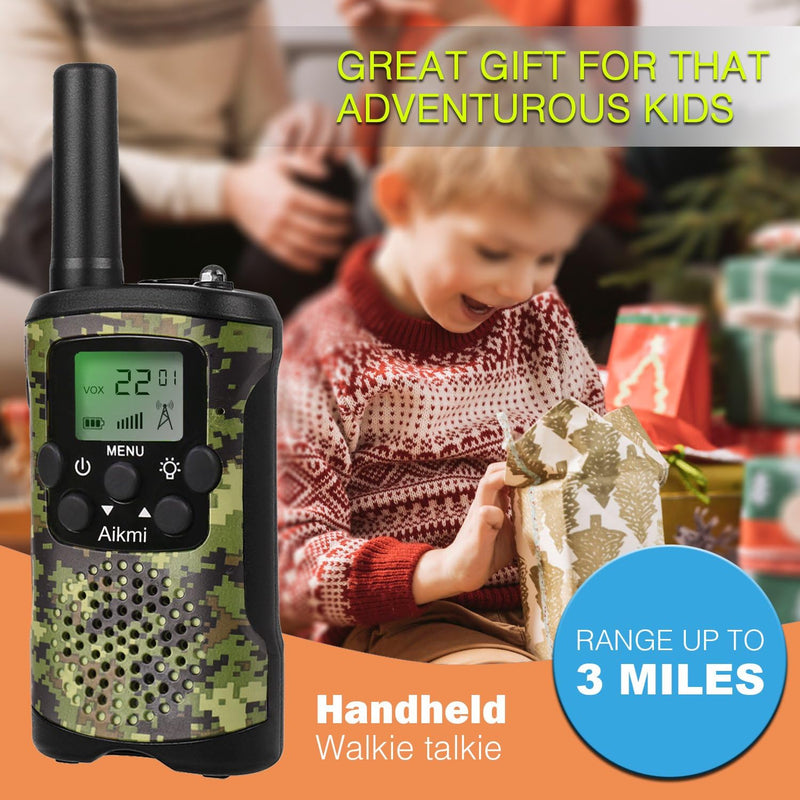 Aikmi Walkie Talkies for Kids - 22 Channels, 3-Mile Range, Durable Design for Ages 5-12