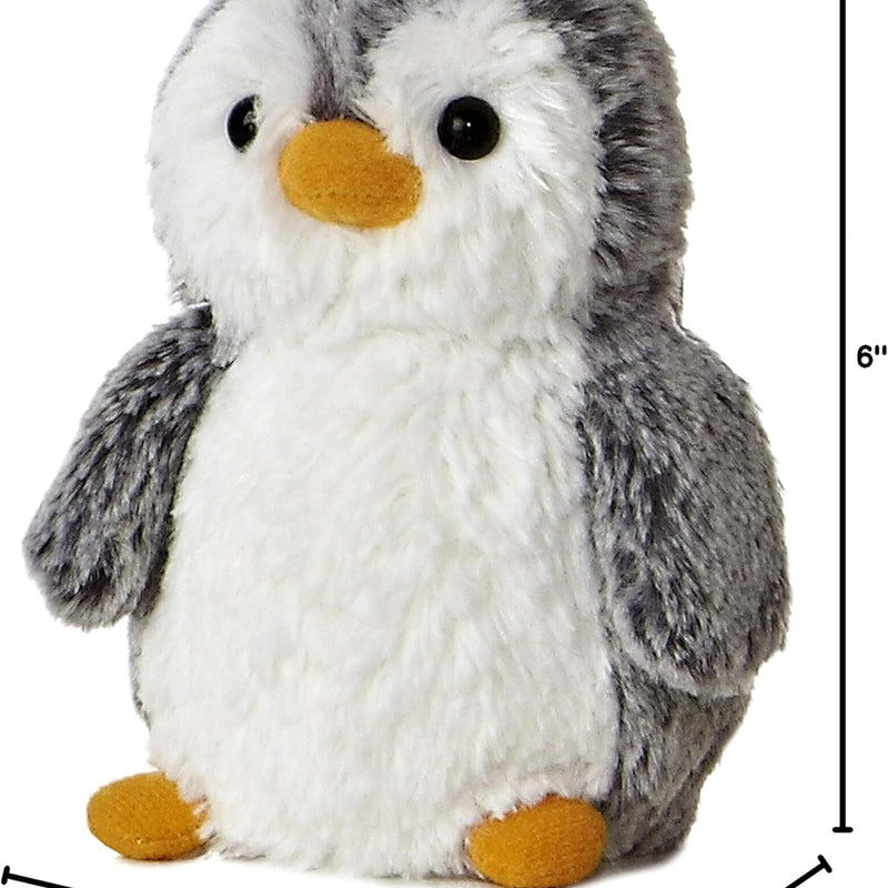 Aurora® Playful Pompom Penguin™ Mini Stuffed Animal - Vibrant Companions for Warm Cuddles - Perfect for Adults, Kids, and Birthdays - Gray 6 Inches