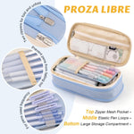 EASTHILL Big Capacity Pencil Pen Case Office College School Large Storage High Capacity Bag Pouch Holder Box Organizer Light Blue