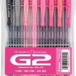 Pilot G2 Premium Gel Roller Pens, G2 Boost Pink Pens Pack, The Colors of Optimism, 8 Pack Pouch, Fine Point 0.7 mm, Assorted