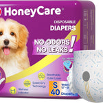 HONEY CARE All-Absorb Disposable Female Dog Diapers Small Size, Improved, 40 Count, Super Absorbent, Breathable, Wetness Indicator (Pack of 1, 40 Count Total)