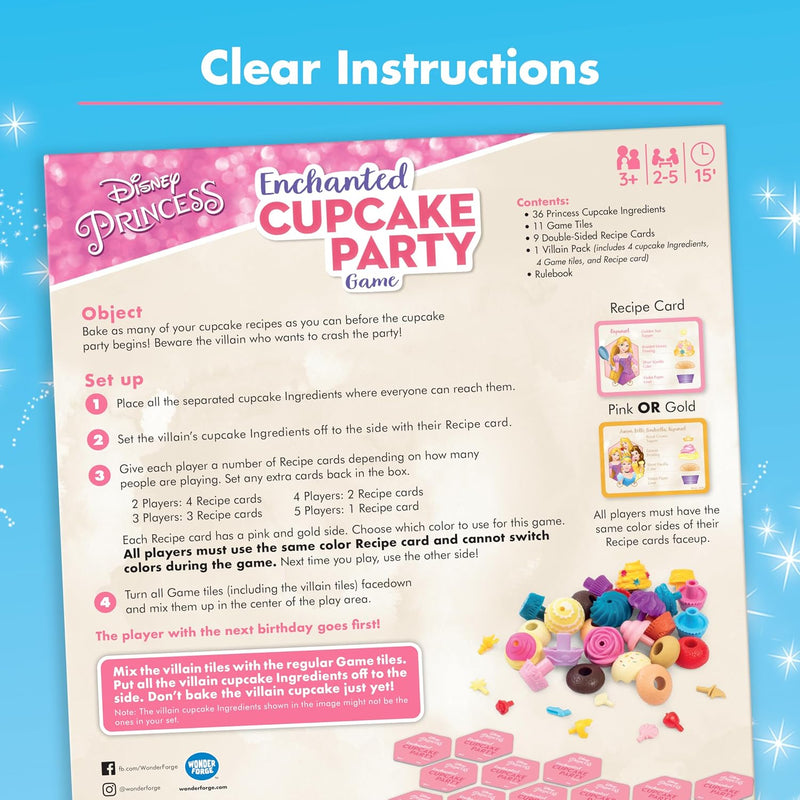 Wonder Forge Disney Princess Enchanted Cupcake Party Game - Exciting Matching Game | Fun for Kids & Adults | Ideal for Disney Princesses Enthusiasts | Two Game Modes | Gaming Experience