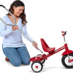 Radio Flyer Deluxe Steer & Stroll Trike, Red, for Kids 2-5, 2-in-1 Parent Steer Tricycle