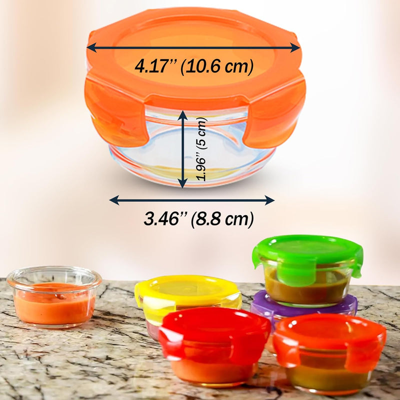 8oz Glass Food Storage Containers with Airtight BPA-Free Lids 6 Pack, 1 Cup Small Glass Freezer Containers for Sauce, Sides, Meal Prep - Reusable & Dishwasher Microwave Fridge Freezer Safe