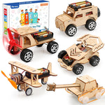 Poraxy 5-in-1 STEM Kits: Science Building Projects, Model Cars, Wooden 3D Puzzles for Kids 8-13