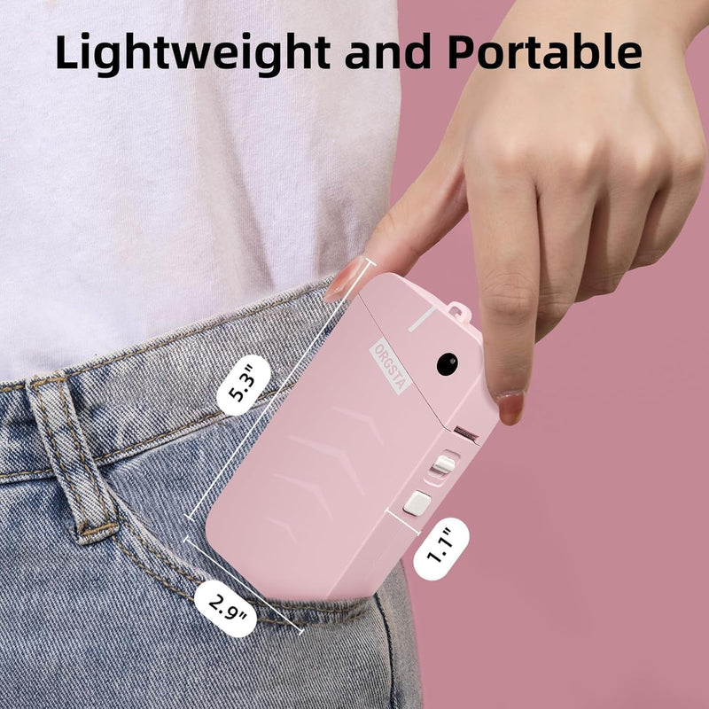 OrgSTA S001 Portable Bluetooth Label Maker Machine with Thermal Printing Pink 203 DPI