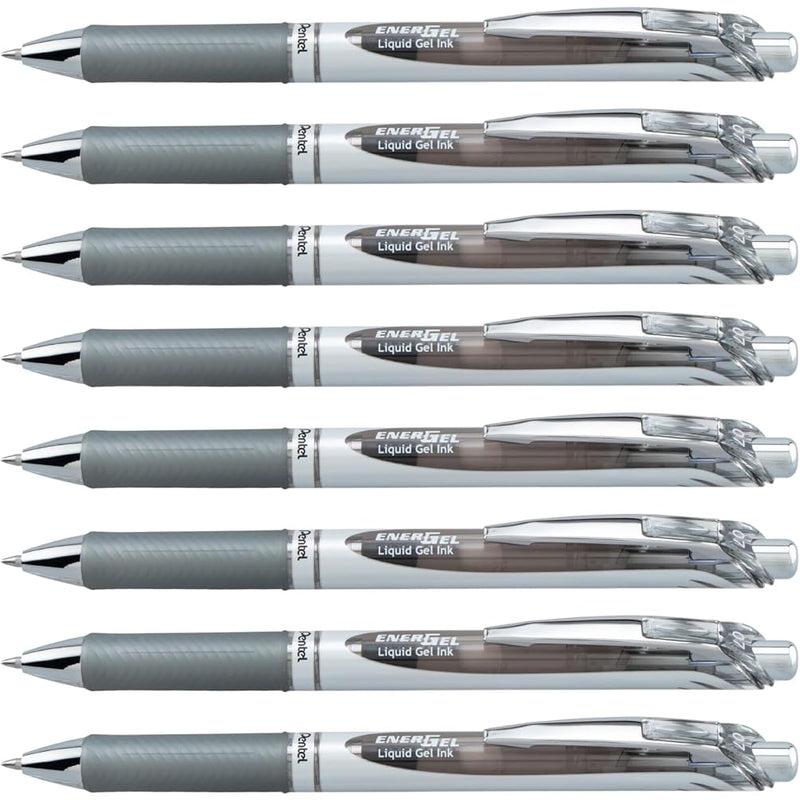 Pentel EnerGel RTX Retractable Liquid Gel Pen, (0.7mm) Medium Line, Metal Tip, Black Ink, Box of 12 (BL77-A)