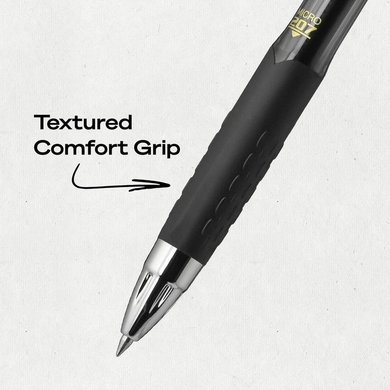 uniball™ 207 Gel Pens, Black Ink, 0.5mm Micro Point, Retractable, 12 Count, Smooth Writing, Fraud-Resistant, uni Super Ink™