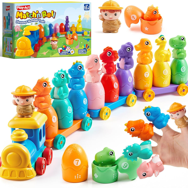 Play-Act Learning Toy for Toddlers, 1-3 Years Old, Counting, Matching & Sorting Montessori Learning Farm Train with 9 Farm Animals