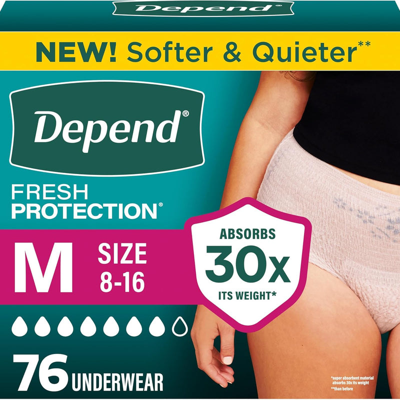 Depend Fresh Protection Adult Diapers for Women, Large, 28 Count