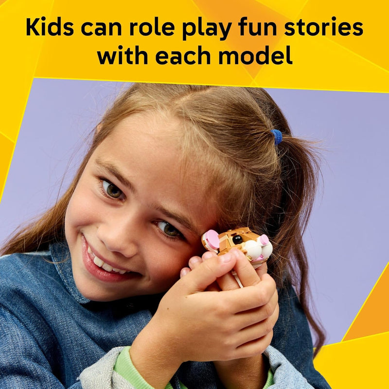 lego creator 3 in 1 cute hamster with flower building toy for kids ages 7+