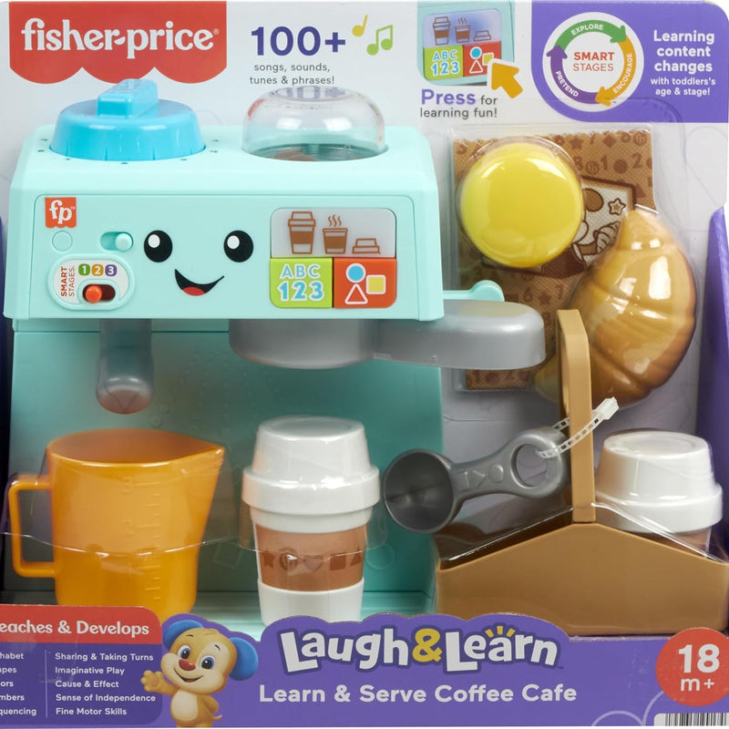 Fisher-Price Toddler Toy Laugh & Learn Coffee Café Musical Playset with Educational Songs & 10 Pretend Play Pieces for Kids Ages 18+ Months​