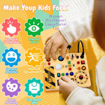Busy Board for Toddlers with LED Light Switches, 13 Unique Switches, 24 LED Lights, Montessori Toy for 1-3 Years Old