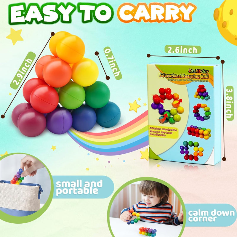 Sensory Autism Balls Toy for Toddler Kids, Airplane Travel Toys for Age 3-5 5-7 3-4 4-8 School Fidget Classroom Autistic Calm Down Treasure Prize Box Dementia Activities Easter Basket Stuffers Gifts