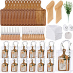55Pcs Baby Shower Prizes for Game Winners 6 Sets Bamboo Cheese Board Spoon Fork Butter Spreaders Plaid Towel Thank You Card and Gift Bags for Baby Shower Wedding Bridal Shower Favors