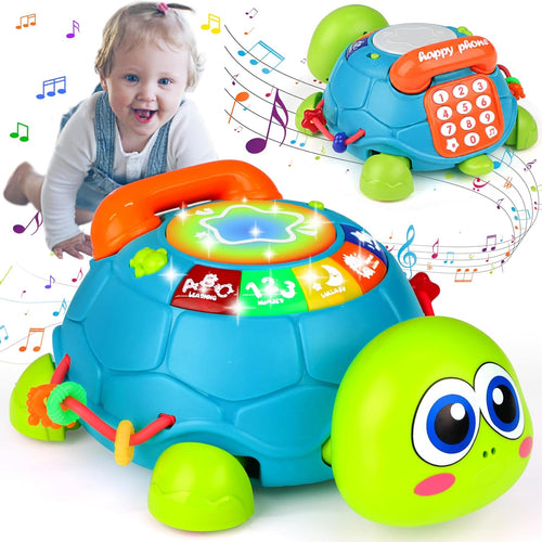 KWYZ Musical Turtle Crawling Toy - Light & Sound Baby Tummy Time Toys for 6-18 Months