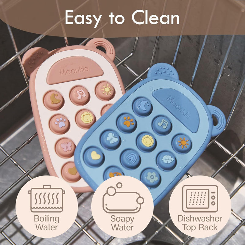 Moonkie Silicone Teething Toy: Smartphone-Inspired Fidget for Baby Girls 3 Months+