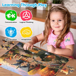 4-Pack 100 Piece Puzzles for Seniors Country Life Large Piece Puzzles for Seniors Puzzle Dementia Alzheimer's Products Activities for Elderly Adults Kids Puzzle for Kids Ages 6-8 8-10